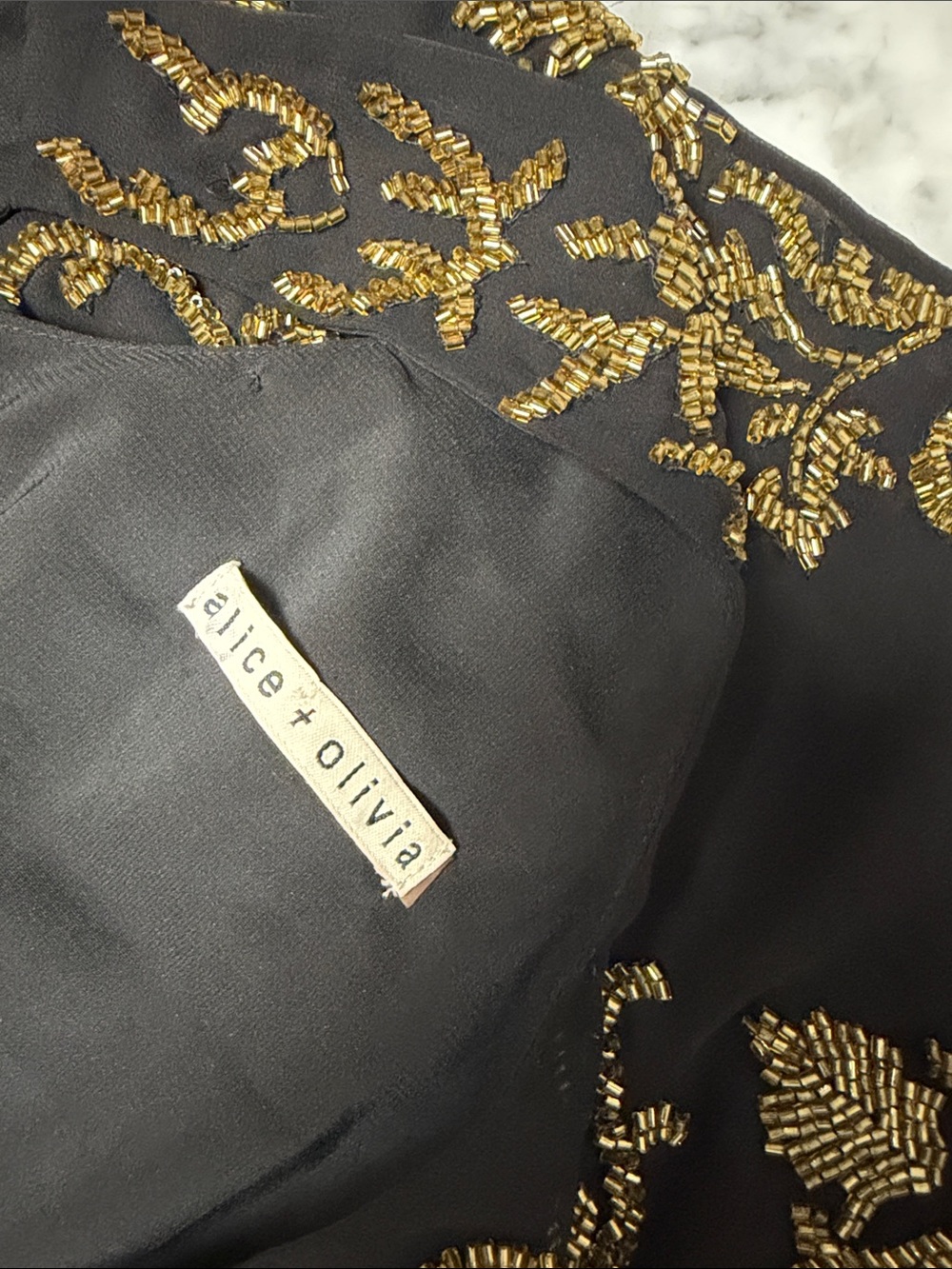 Alice+ Olivia top tank embroidered sequin gold Size XS - Picture 5 of 10